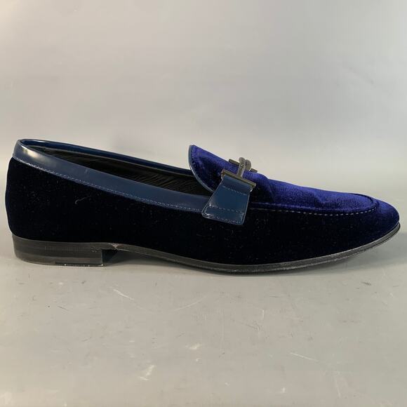 TOD\'S Size 8.5 Blue Royal Blue Velvet Moccasin Loafers main image 6